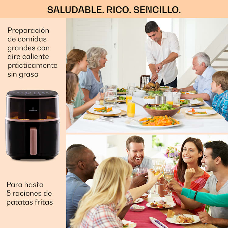 Freidora de aire caliente Air Bloom con función de vapor 1500W 7,5 Litros 16 programas Negro