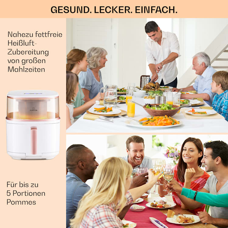 Air Bloom Heißluftfritteuse Dampffunktion 1500W 7,5 Liter 16 Programme Weiß