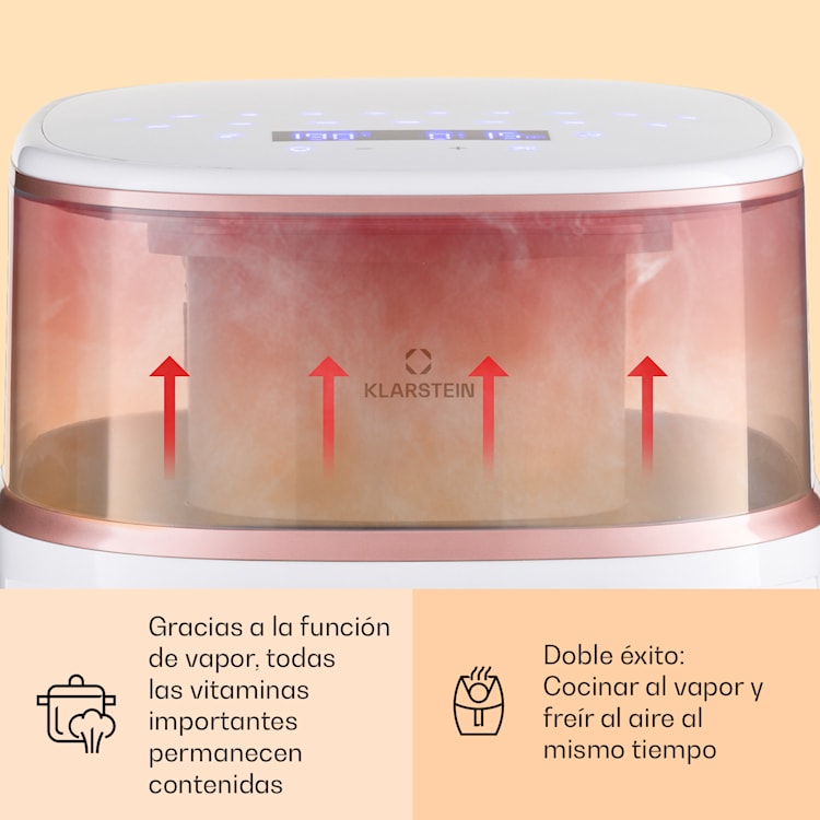 Freidora de aire caliente Air Bloom con función de vapor 1500W 7,5 Litros 16 programas Blanco