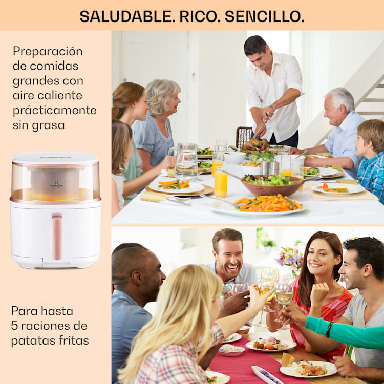 Freidora de aire caliente Air Bloom con función de vapor 1500W 7,5 Litros 16 programas Blanco