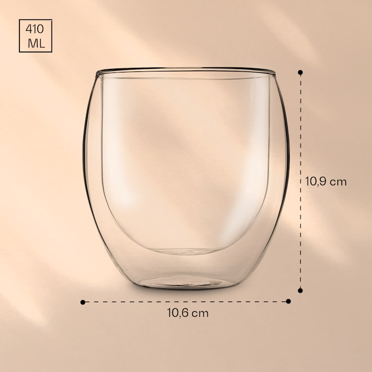 Copo Jumbo | Parede dupla | Vidro borossilicato de alta qualidade | 2 x 410 ml | Único Conjunto de 2 unidades