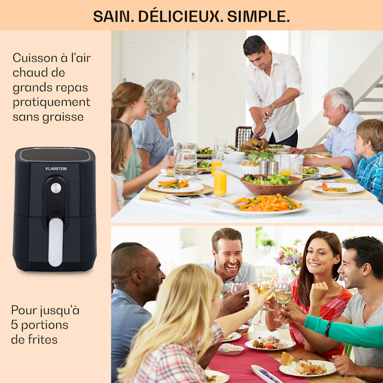 Crisp-Pro heteluchtfriteuse air fryer 1400W 2,8 liter 8 programma's timer rvs Grijs