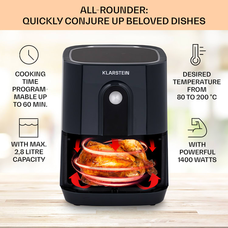 Crisp-Pro Air Fryer 1400W 2.8 litres 8 programmes timer stainless steel Grey