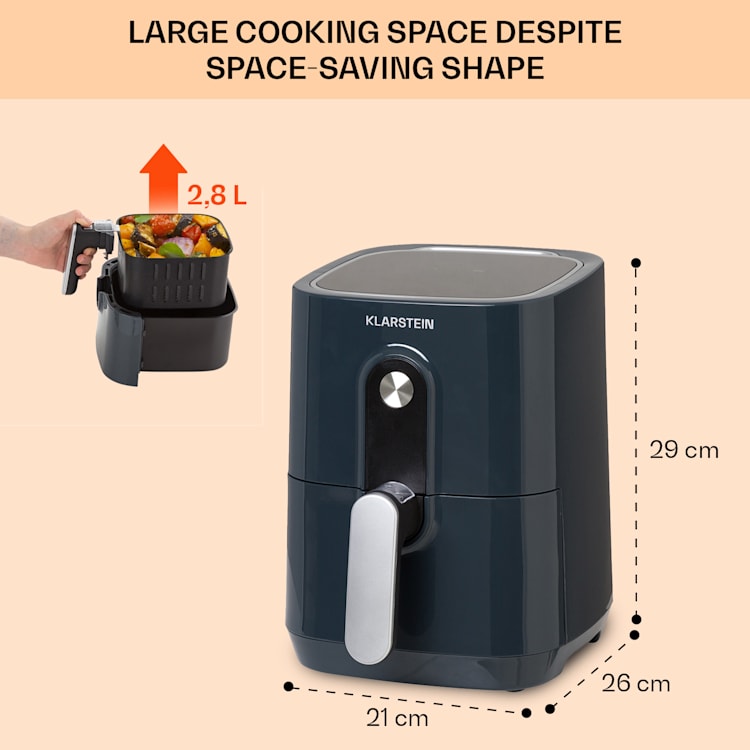Crisp-Pro Air Fryer 1400W 2.8 litres 8 programmes timer stainless steel Grey