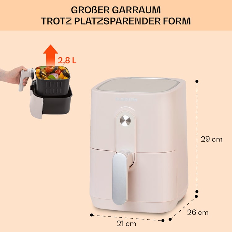 Crisp-Pro Heißluftfritteuse Air Fryer 1400W 2,8 Ltr Timer Edelstahl Sand