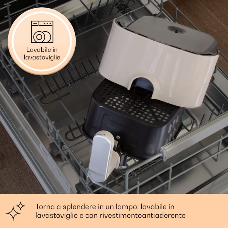 Crisp-Pro friggitrice ad aria calda Air Fryer 1400W, 2,8 litri, 8 programmi, timer, acciaio inox Sabbia