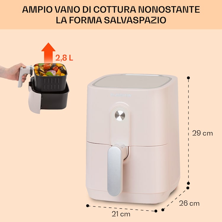 Crisp-Pro friggitrice ad aria calda Air Fryer 1400W, 2,8 litri, 8 programmi, timer, acciaio inox Sabbia