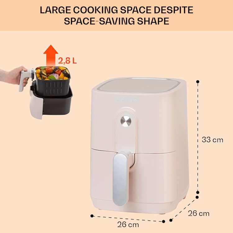 Crisp-Pro kuumailmakeitin Air Fryer 1400 W 2,8 litraa 8 ohjelmaa ajastin ruostumatonta terästä Hiekka