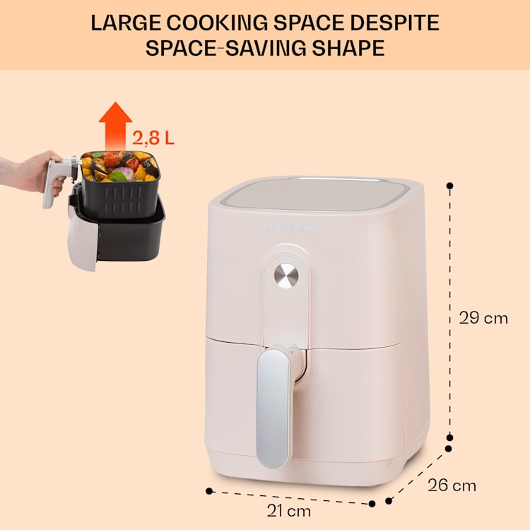 Crisp-Pro kuumailmakeitin Air Fryer 1400 W 2,8 litraa 8 ohjelmaa ajastin ruostumatonta terästä Hiekka