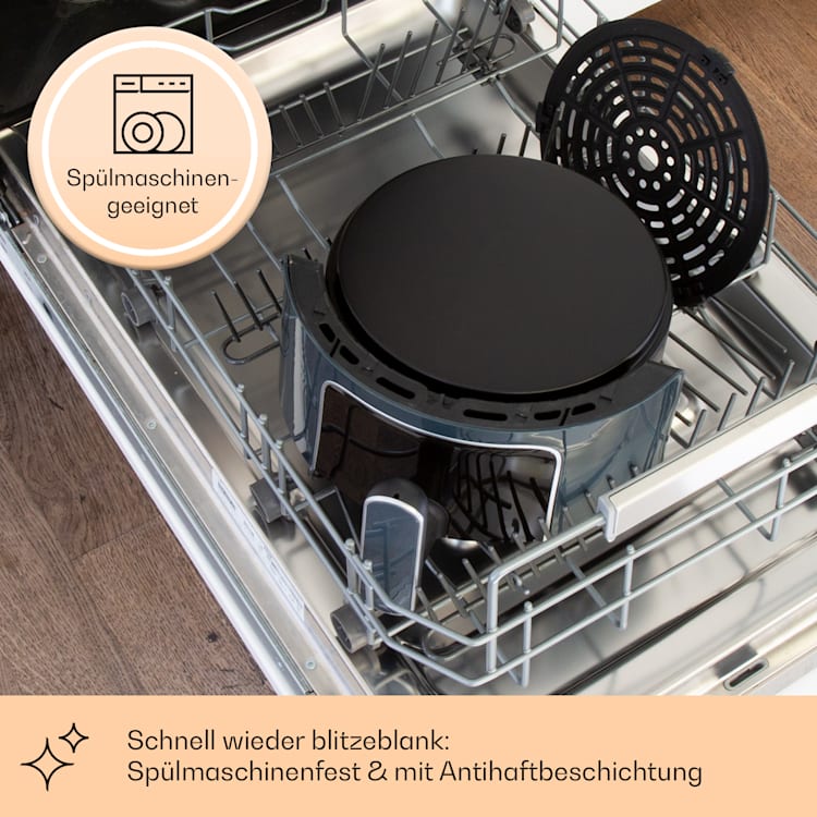 Crisp-Pro Heißluftfritteuse Air Fryer 1400W 3,5 Liter 8 Programme Timer Anthrazit