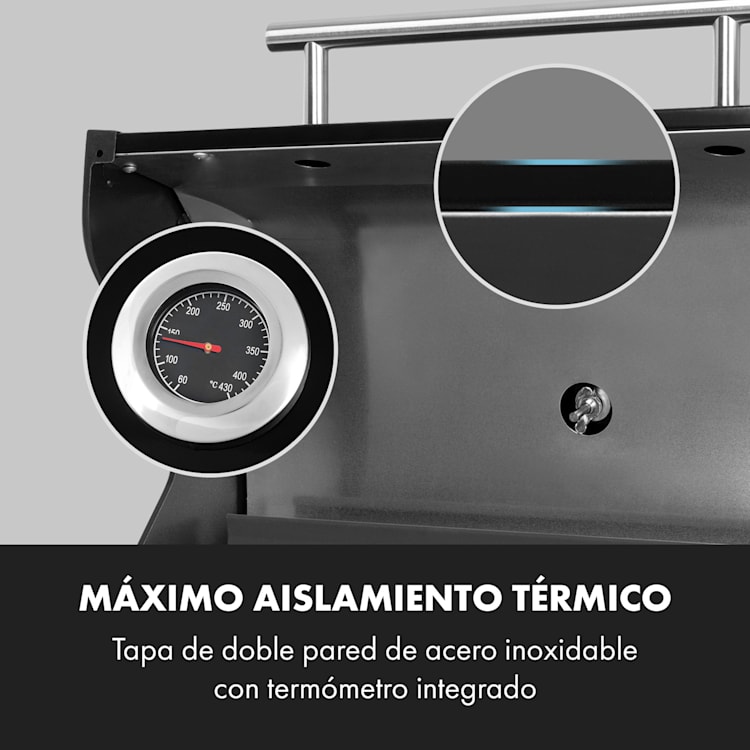 Valdosta 3.1 parrilla de gas 3 x 2,8 kW + 2,5 kW quemadores acero inoxidable portátil 3 quemadores principales + 1 quemador lateral