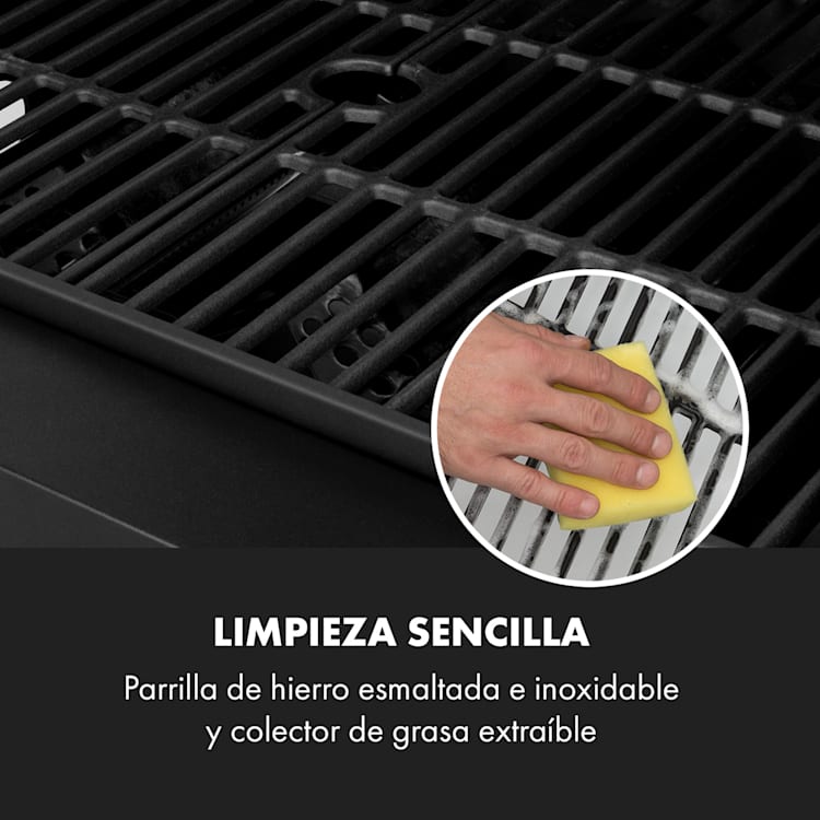 Valdosta 3.1 parrilla de gas 3 x 2,8 kW + 2,5 kW quemadores acero inoxidable portátil 3 quemadores principales + 1 quemador lateral