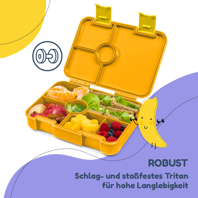 schmatzfatz by Klarstein Lite Lunchbox 6 Fächer 20,8x4,5x15 cm BPA-frei Tritan Orange