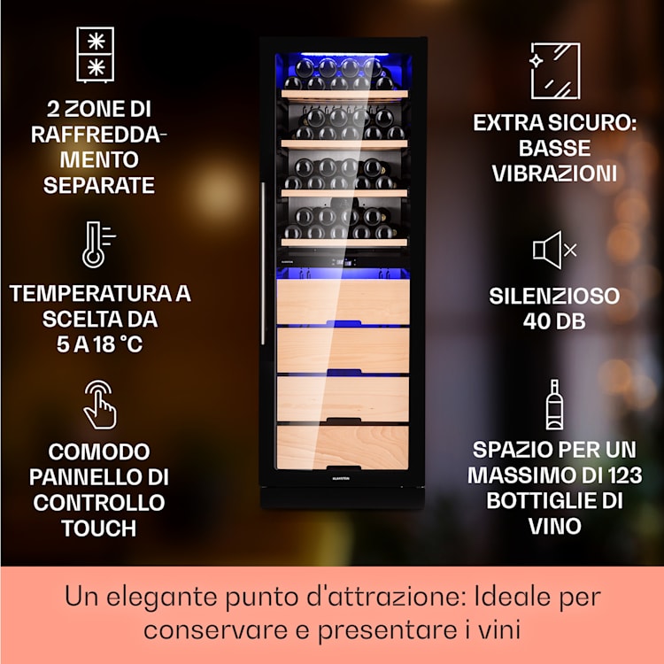Barossa 123 Duo frigorifero per vino 123 Fl 226 Ltr 2 zone controllo touch 2 zone di raffreddamento | 123 bottiglie