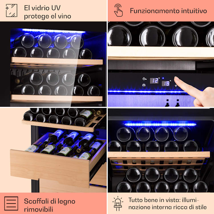 Barossa 123 Duo frigorifero per vino 123 Fl 226 Ltr 2 zone controllo touch 2 zone di raffreddamento | 123 bottiglie