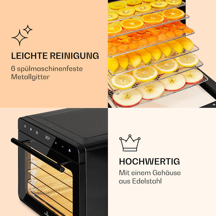 Shaftesbury Dörrautomat 700W Timer-Funktion 35-85°C digitales Touch-Display Schwarz