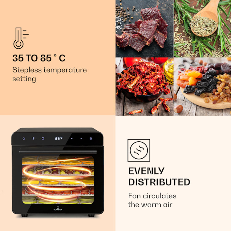 Shaftesbury, samodejni sušilnik, 700 W, funkcija časovnika, 35-85 °C. digitalni zaslon na dotik Črna