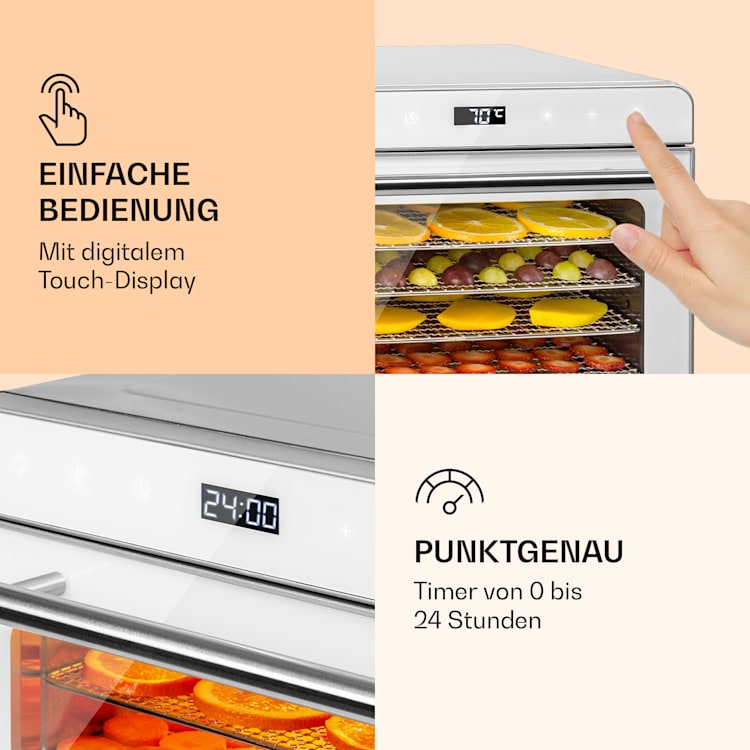 Shaftesbury Dörrautomat 700W Timer-Funktion 35-85°C digitales Touch-Display Weiß