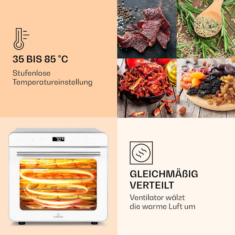 Shaftesbury Dörrautomat 700W Timer-Funktion 35-85°C digitales Touch-Display Weiß