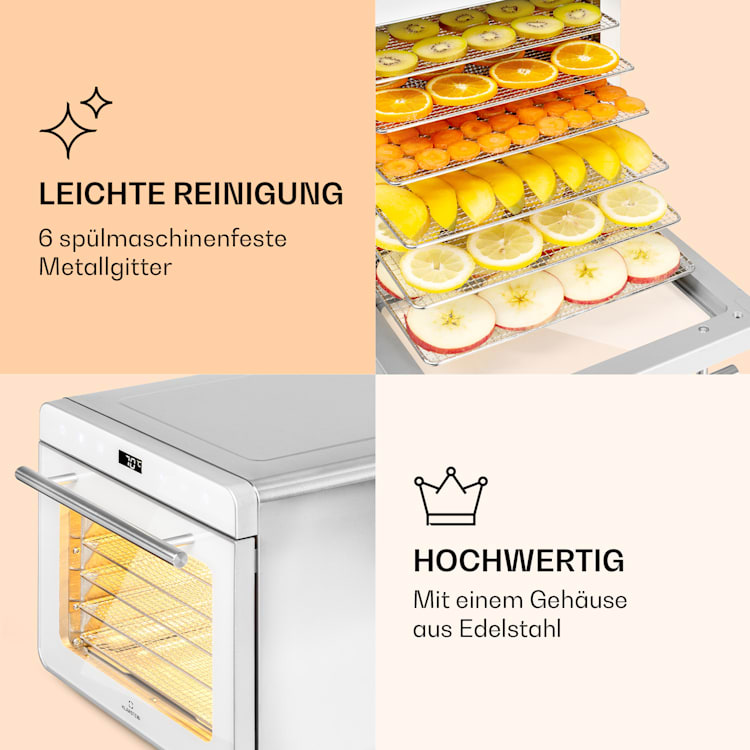 Shaftesbury Dörrautomat 700W Timer-Funktion 35-85°C digitales Touch-Display Weiß