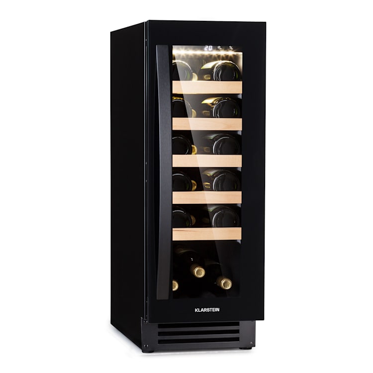 Refrigerador de vinhos Vinovilla 20 Built-In 50l / 20 Garrafas Porta de Vidro Aço Inoxidável 50 litros / 20 garrafas | Preto