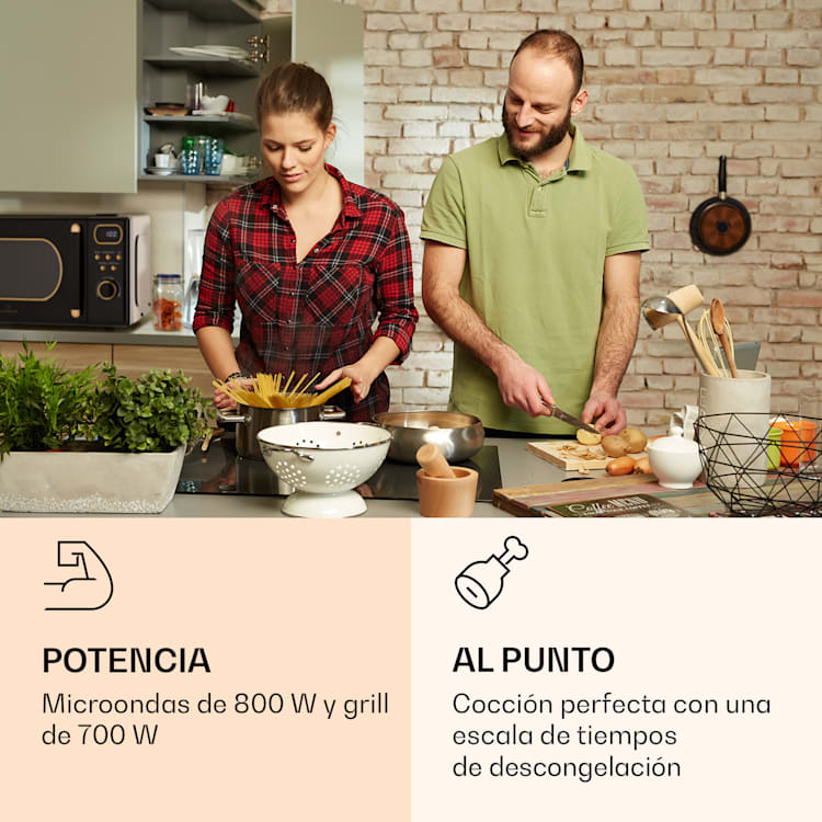 Julieta Microondas con Grill 20 l 700 / 800 W Ø 25,5 cm 8 programas Negro