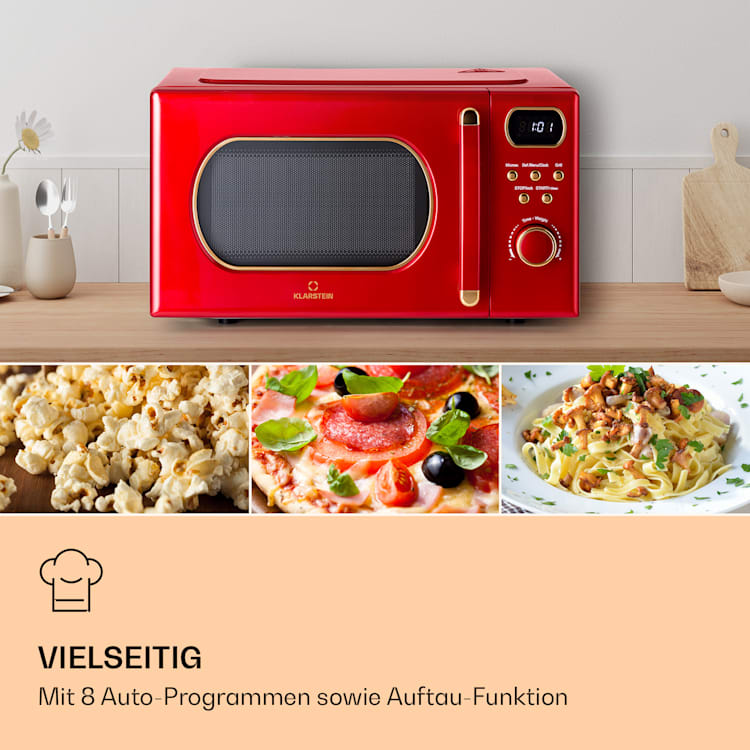 Julieta Mikrowelle mit Grill 20l 700 / 800 W Ø25,5cm 8 Programme Rot