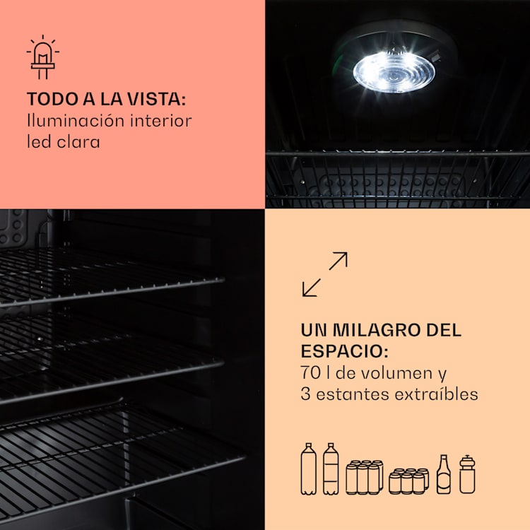 PopLife 70 Frigorífico para bebidas Nevera 70 L 0-10 °C Retro Led Crema