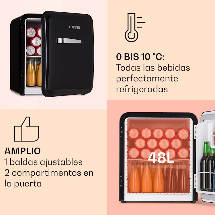 Mini nevera retro Audrey 48 L 2 niveles