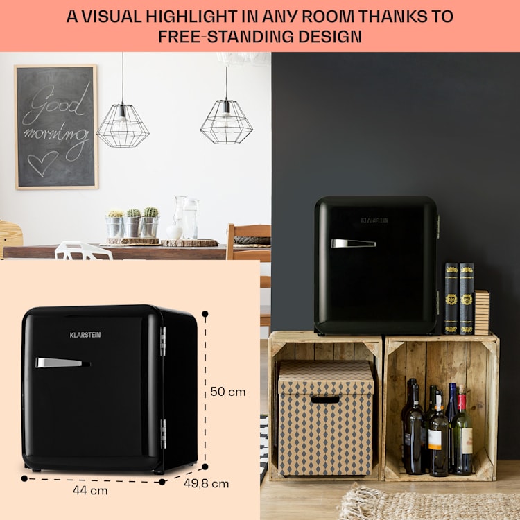 Audrey Mini, retro lednice, 48 l, 2 úrovně, energetická třída F