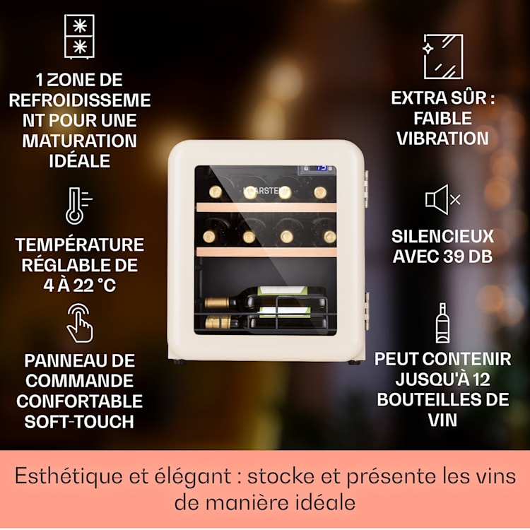Vinetage 12 réfrigérateur de boissons Réfrigérateur 48 litres 4-22°C Design rétro 12 bouteilles | Crème