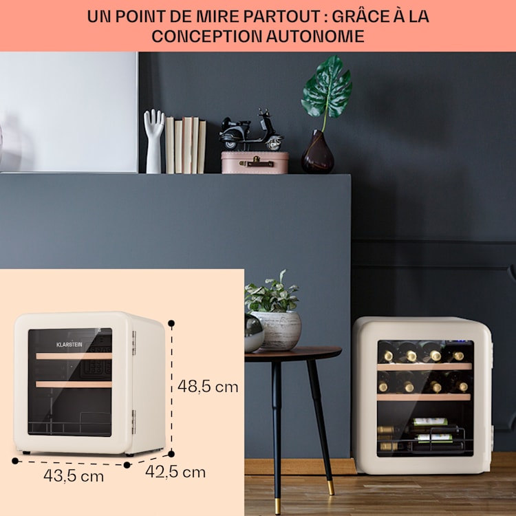 Vinetage 12 réfrigérateur de boissons Réfrigérateur 48 litres 4-22°C Design rétro 12 bouteilles | Crème
