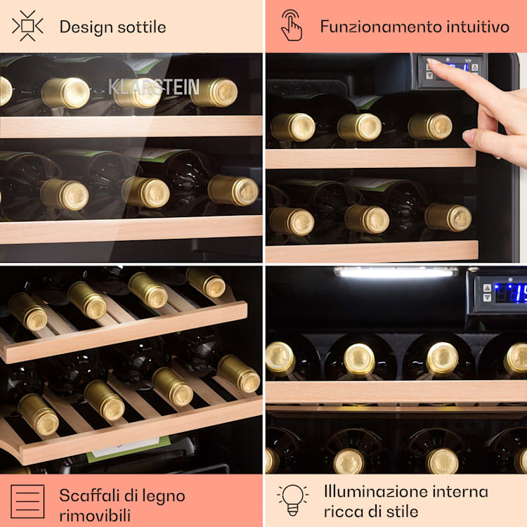 Cantinetta frigo per vini Vinetage 12 Bottiglie 48 Litri 4-22°C Design Retrò 12 bottiglie | 1 zona di raffreddamento | Crema