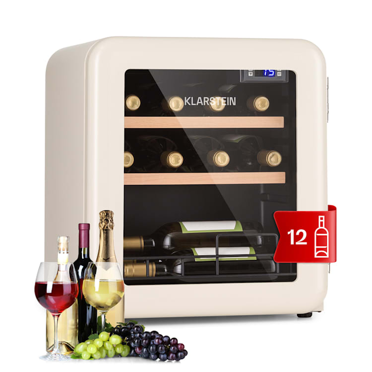 Nevera Vinetage 12 Bebidas 48 Litros 4-22°C Diseño Retro 12 botellas | 1 zona de refrigeración | Crema