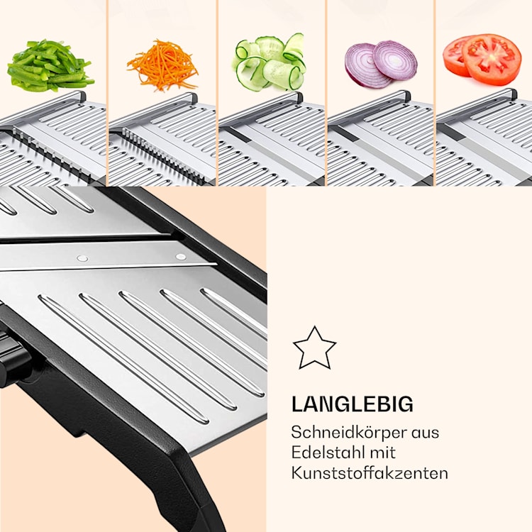 Mandoline Küchenhobel inkl. Wellenschnitt Edelstahl 1 bis 9 mm Julienne-Schneider