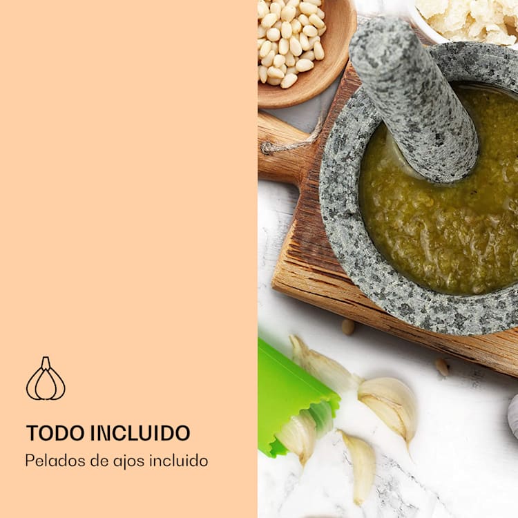 Mortero con mano de mortero 360 ml acanalado interior antideslizante Granito