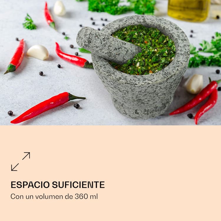 Mortero con mano de mortero 360 ml acanalado interior antideslizante Granito