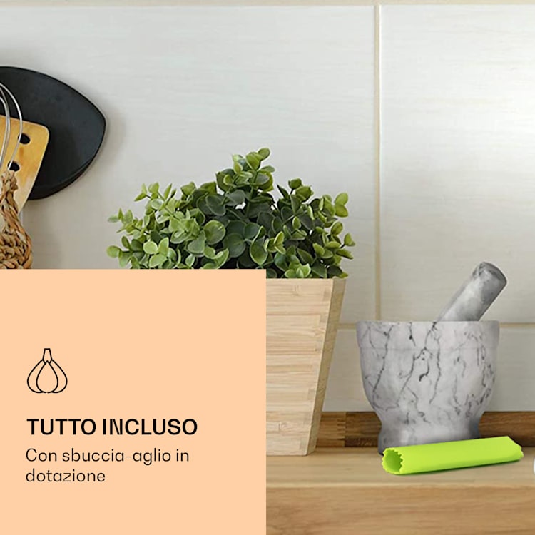 Mortaio con pestello, 360 ml, interno scanalato, antiscivolo marmo