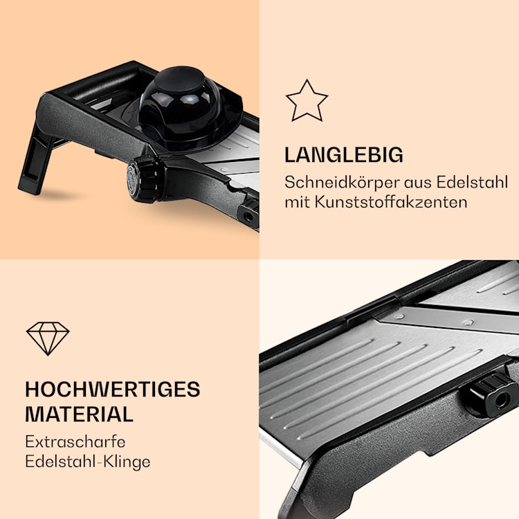 Mandoline Küchenhobel Edelstahl 1 bis 9 mm Julienne-Schneider