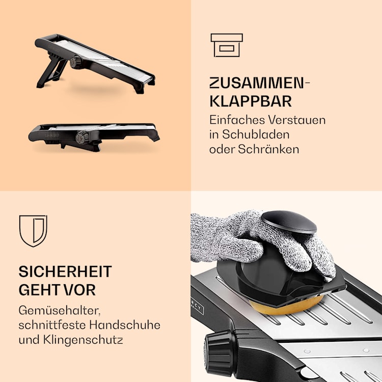 Mandoline Küchenhobel Edelstahl 1 bis 9 mm Julienne-Schneider