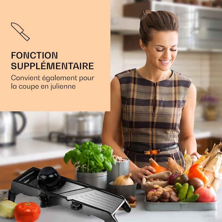 Mandoline de cuisine Acier inoxydable 1 à 9 mm Coupe-julienne