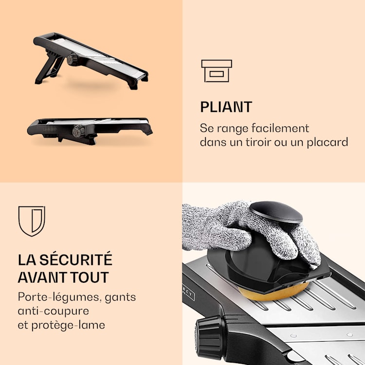 Mandoline de cuisine Acier inoxydable 1 à 9 mm Coupe-julienne