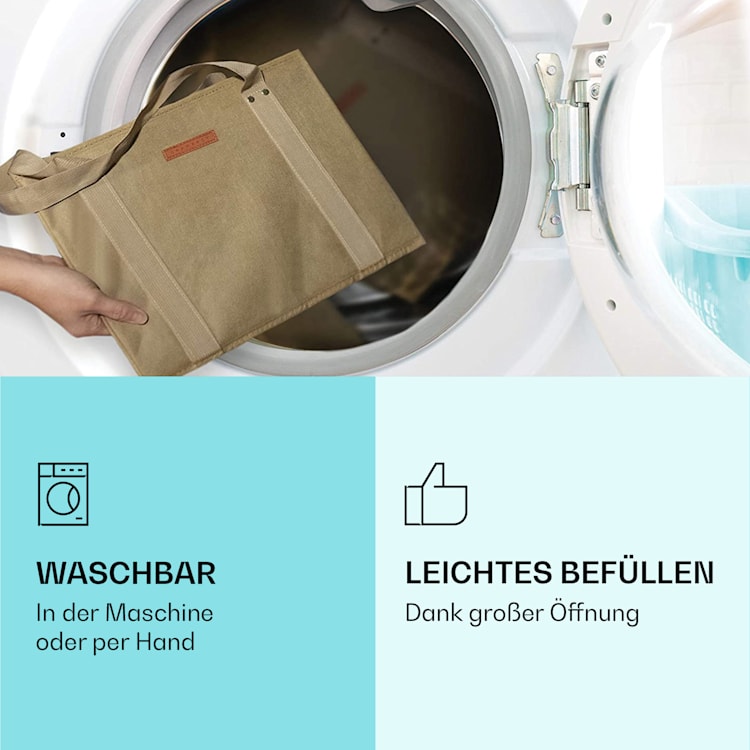 Einkaufstasche 4er Set wiederverwendbar waschbar faltbar verstärkt Beige