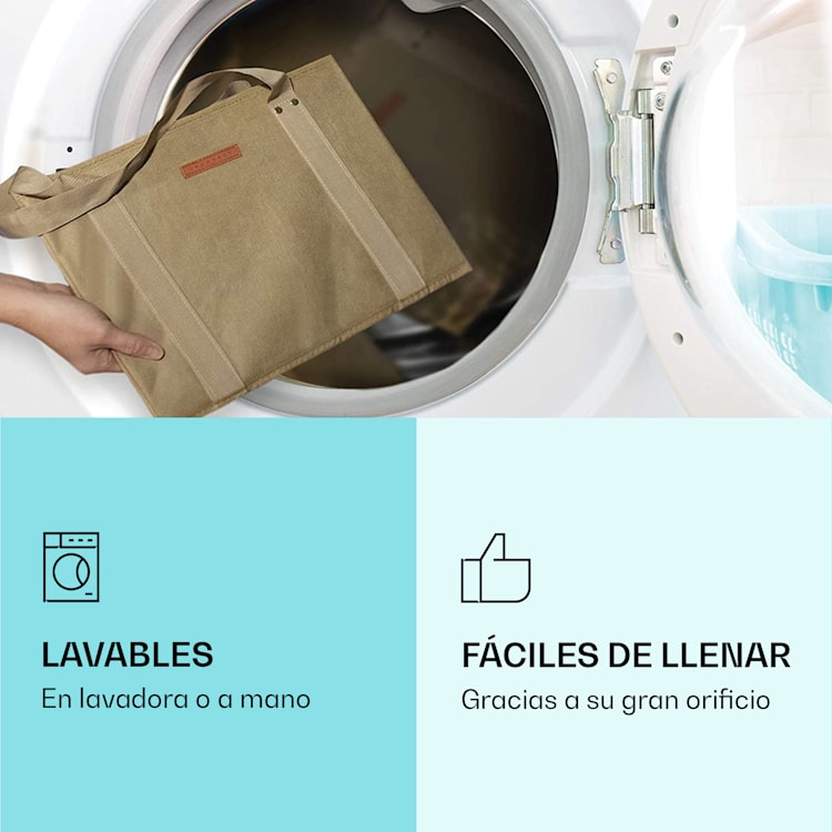 Set de 4 bolsas de la compra reutilizables, lavables y reforzadas Beige