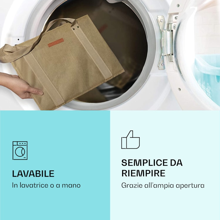 Set di 4 borse per la spesa riutilizzabili, lavabili, pieghevoli e rinforzate Beige