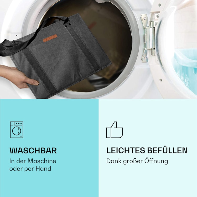 Einkaufstasche 4er Set wiederverwendbar waschbar faltbar verstärkt Grau