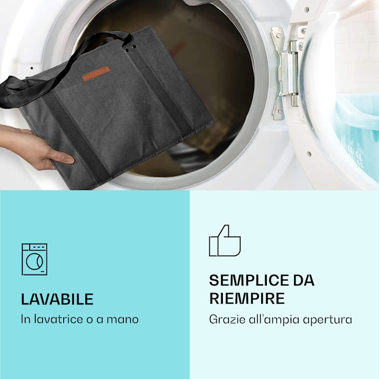 Set di 4 borse per la spesa riutilizzabili, lavabili, pieghevoli e rinforzate Grigio