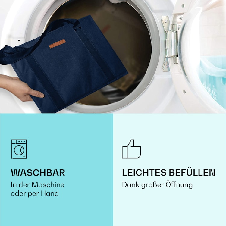 Einkaufstasche 3er Set wiederverwendbar waschbar faltbar verstärkt Marine