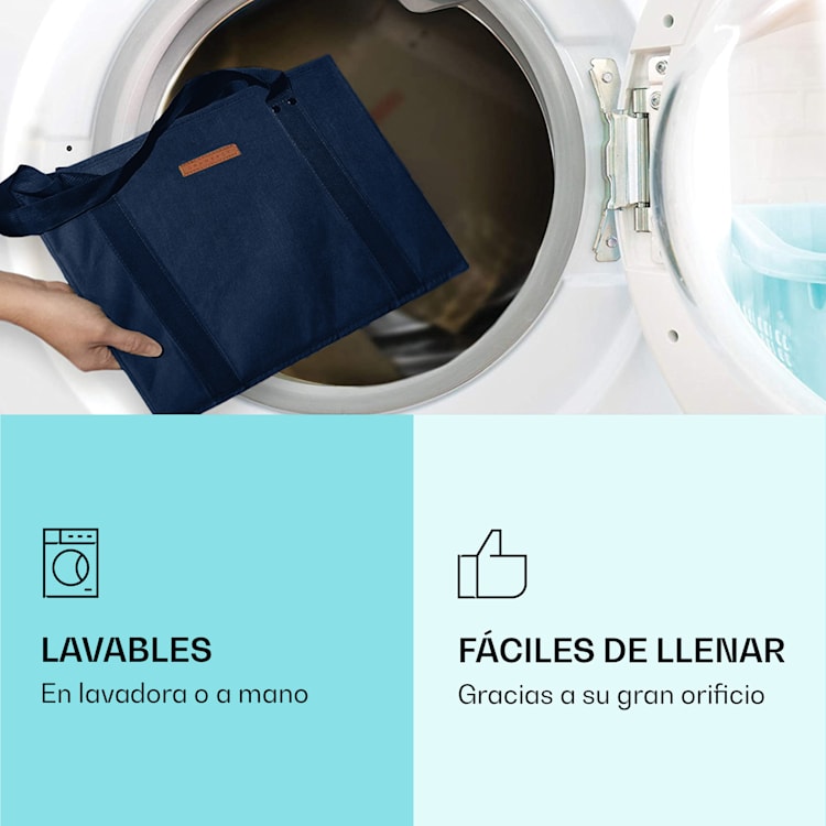 Set de 3 bolsas de la compra reutilizables, lavables y reforzadas marina