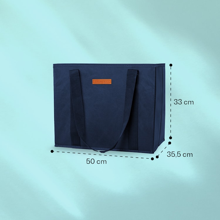 Conjunto de 3 sacolas de compras reutilizáveis, dobráveis, reforçadas marinho